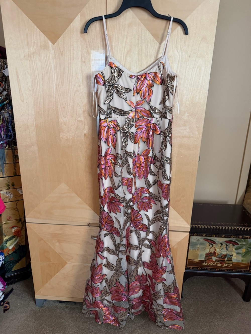 Dress the Population Cream Maxi Skirt with Pink & Orange Floral Embroidery - Picture 4 of 6